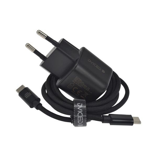 Dviced Wall Charger 30W and 1,25m cable GaN EU Hálózati töltő Fekete