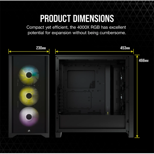 CORSAIR iCUE 4000X RGB számítógépház Fekete