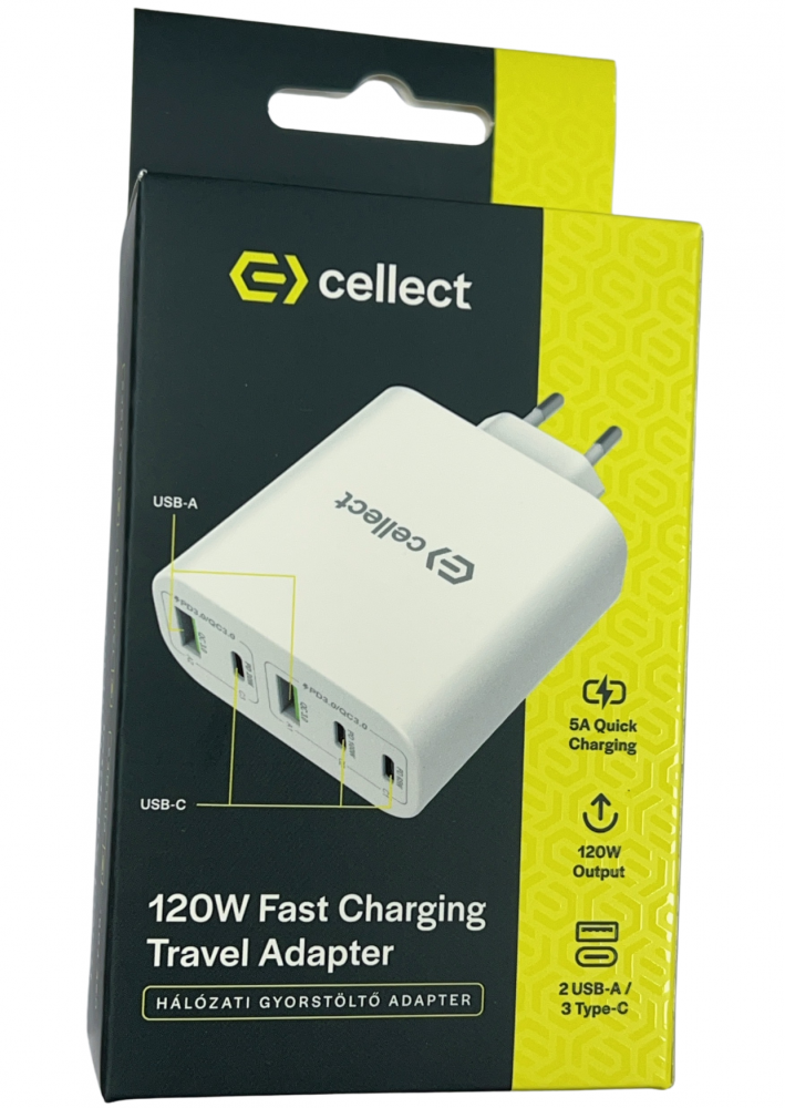 Hálózati gyorstöltő adapter 120W, Fehér
