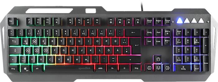 SPEEDLINK "LUNERA RGB Rainbow" Vezetékes gaming fém USB Billentyűzet Fekete HUN