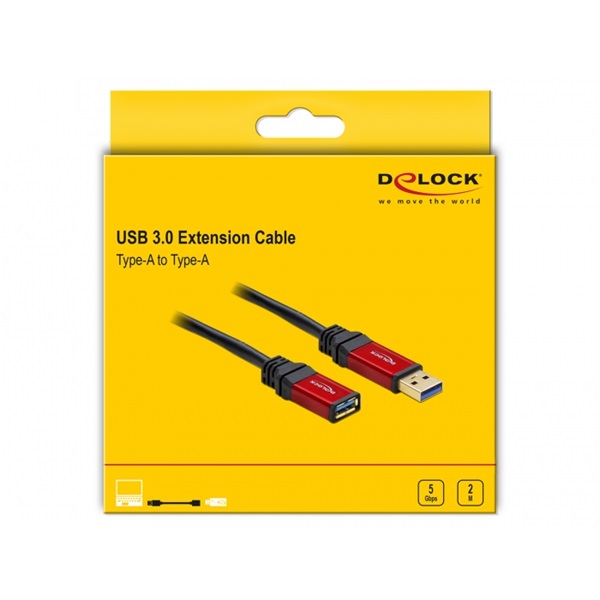 Delock 82753 USB 3.0-A apa / anya prémium hosszabbító kábel, 2 m