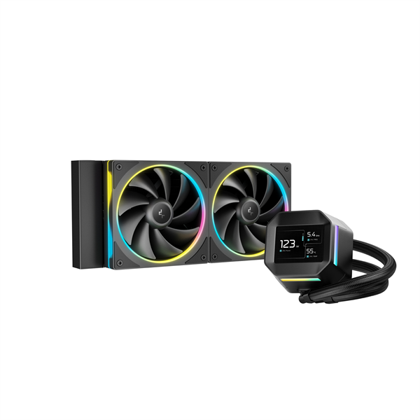 DeepCool   LM240  max 36.07dB  max. 112,52 m3/h  2x12cm  LED kijelző Vízhűtés Fekete