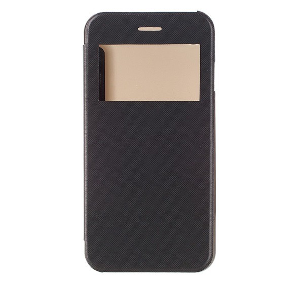 Tok álló, bőr hatású (FLIP, oldalra nyíló, S-View Cover) FEKETE [Apple iPhone SE 3 (2022)]