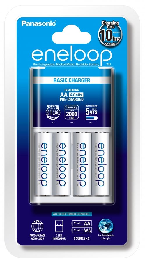 Panasonic Eneloop KKJ51MCC40E timer akkutöltő +4xAA eneloop akku