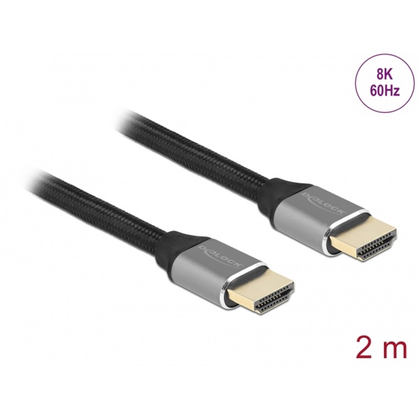 Delock 83996 2m Ultra nagy sebességű HDMI 48Gbps 8K 60Hz szürke kábel Delock 83996 2m Ultra nagy sebességű HDMI 48Gbps 8K 60Hz szürke kábel