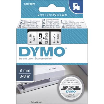 DYMO feliratozószalag D1, 9mm, átlátszó/fekete, S0720670