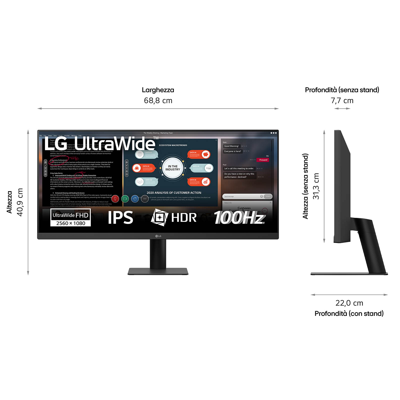 LG 29" 29U511A-B Monitor - 2560x1080, WFHD, LED, IPS, 100Hz, 5ms, Fekete