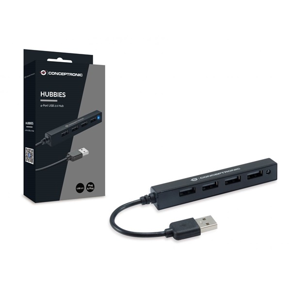 Conceptronic  HUBBIES05B  4 port USB2.0 Hub  Fekete 