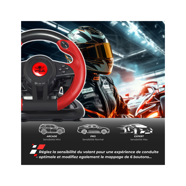 Spirit of Gamer Kormány - RACE WHEEL PRO 1 kormány+pedálok  PC kompatibilis Fekete/piros 