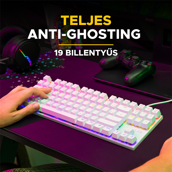 The G-Lab Gaming kit - 2 in 1 COMBO HYDROGEN W/HU  TKL billentyűzet egér 6200 DPI  RGB USB-A Fehér HU