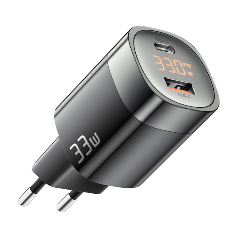 Essager  ECTCA-LYB01-Z GaN USB-A USB-C 33W hálózati töltő Fekete