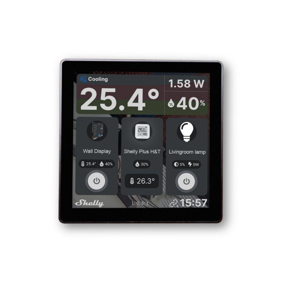 Shelly Wi-Fi+Bluetooth villanykapcsoló + színes érintőképernyős vezérlőpanel (ALLKAPWDB) Shelly Wi-Fi+Bluetooth villanykapcsoló + színes érintőképernyős vezérlőpanel (ALLKAPWDB)