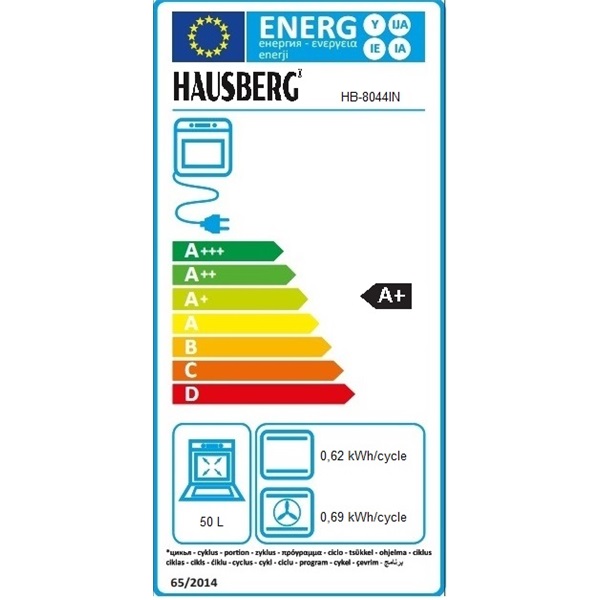 Hausberg HB-8044IN inox-fekete, beépíthető, sütőtér:58L, grill, hőlégkeveréses, sütő