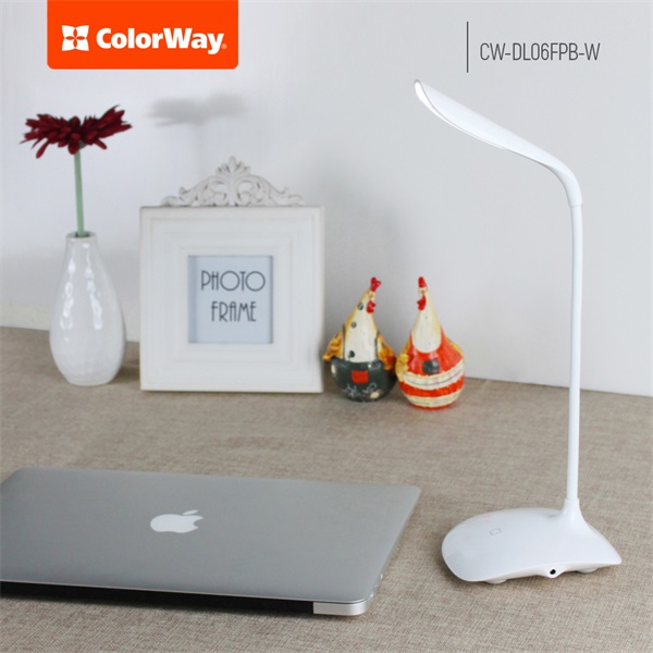 COLORWAY CW-DL06FPB-W Asztali LED lámpa beépített akkumulátor  Fehér 