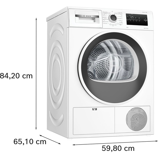 Bosch WTH83256BY Hőszivattyús szárítógép – 8 Kg, E Energiaosztály