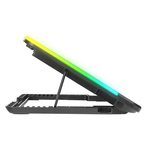 Rampage     SIXPOWER 15,6"-ig R9 fém rács 6xventi  RGB 2xUSB-A  kék LED Notebook Hűtőpad