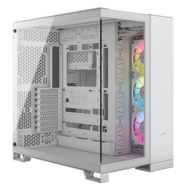 CORSAIR Ház iCUE LINK 6500X RGB, 3x iCUE LINK RX120 RGB Ventilátor, Tápegység nélkül, Edzett Üveg, fehér