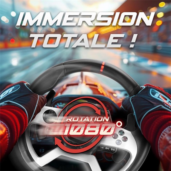 Spirit of Gamer Kormány   RACE WHEEL FORCE 1080RS  kormány+pedálok+váltó Fekete 