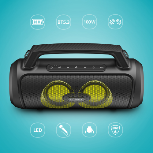 LAMAX PartyGo1  100W Karaoke funkció mikrofonnal Bluetooth hangszóró