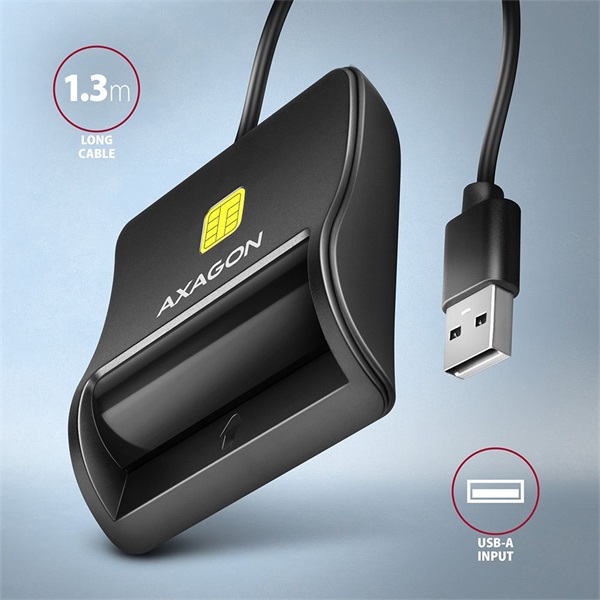 Axagon CRE-SM3N USB Smart card FlatReader okos kártyaolvasó