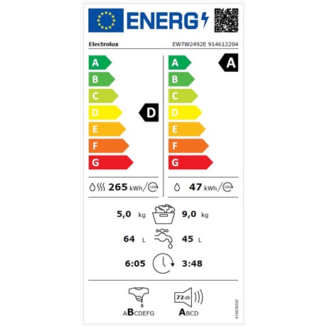 Electrolux EW7W2492E Gőz funkcióval mosó-szárítógép