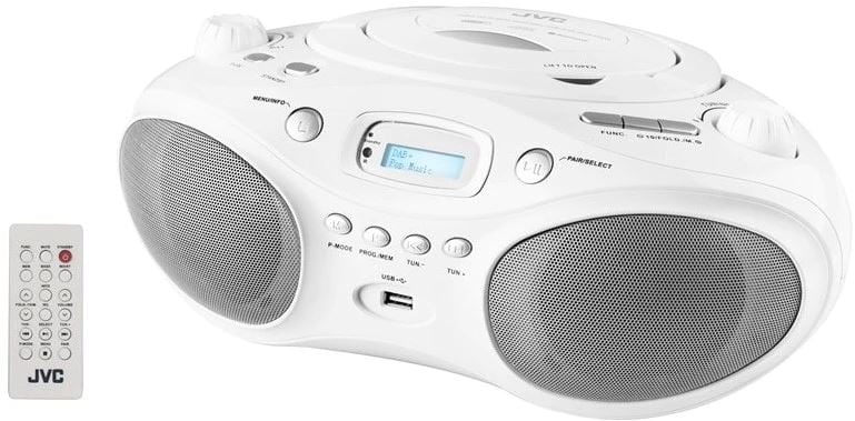 JVC RD-E661W-DAB hordozható CD-s rádiómagnó fehér