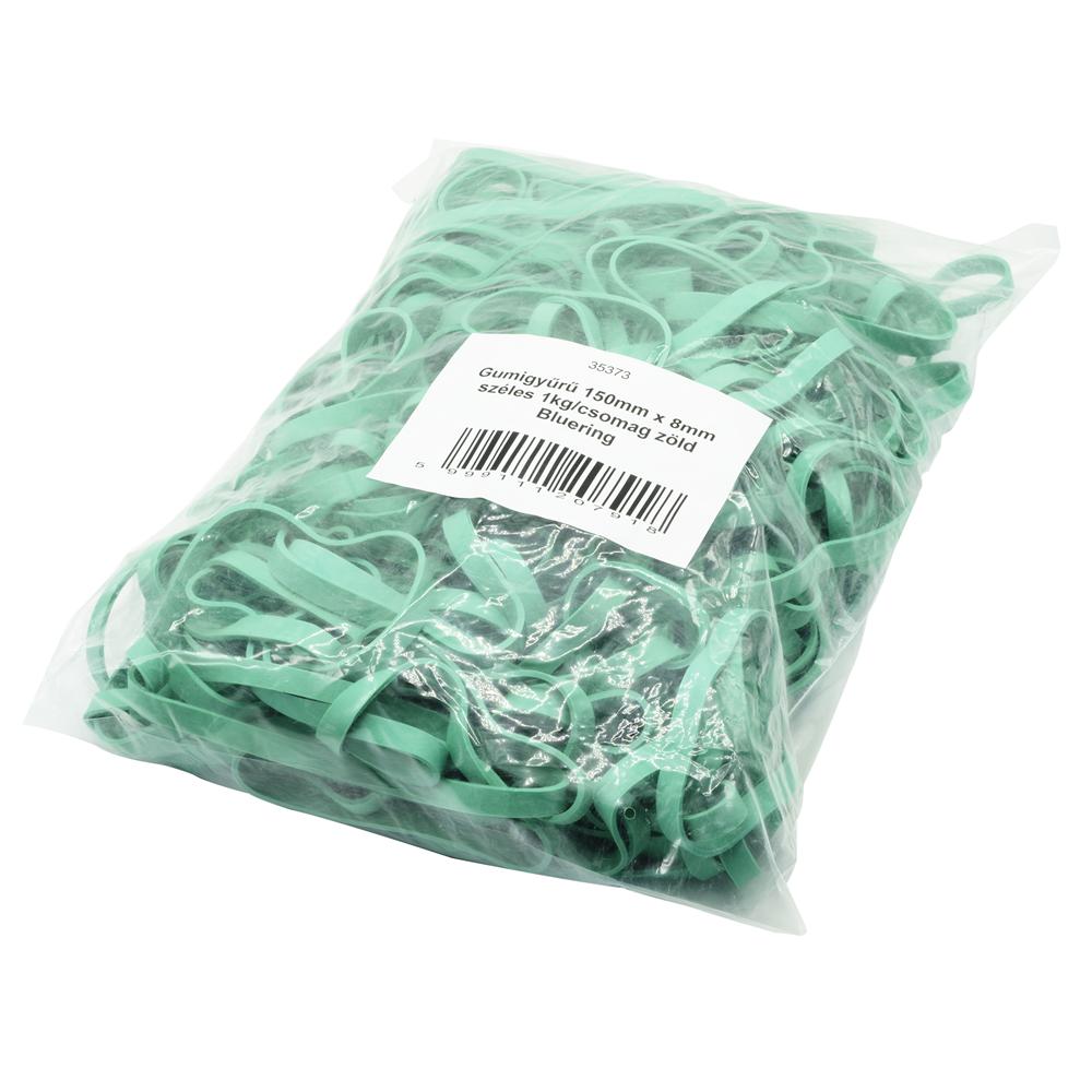 Bluering Gumigyűrű 150mmx8mm, széles 1kg/csomag, zöld