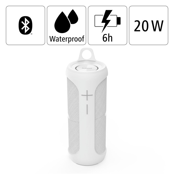 Hama 188221 "TWIN 2.0", 20W, vízálló, fehér bluetooth hangszóró Hama 188221 "TWIN 2.0", 20W, vízálló, fehér bluetooth hangszóró