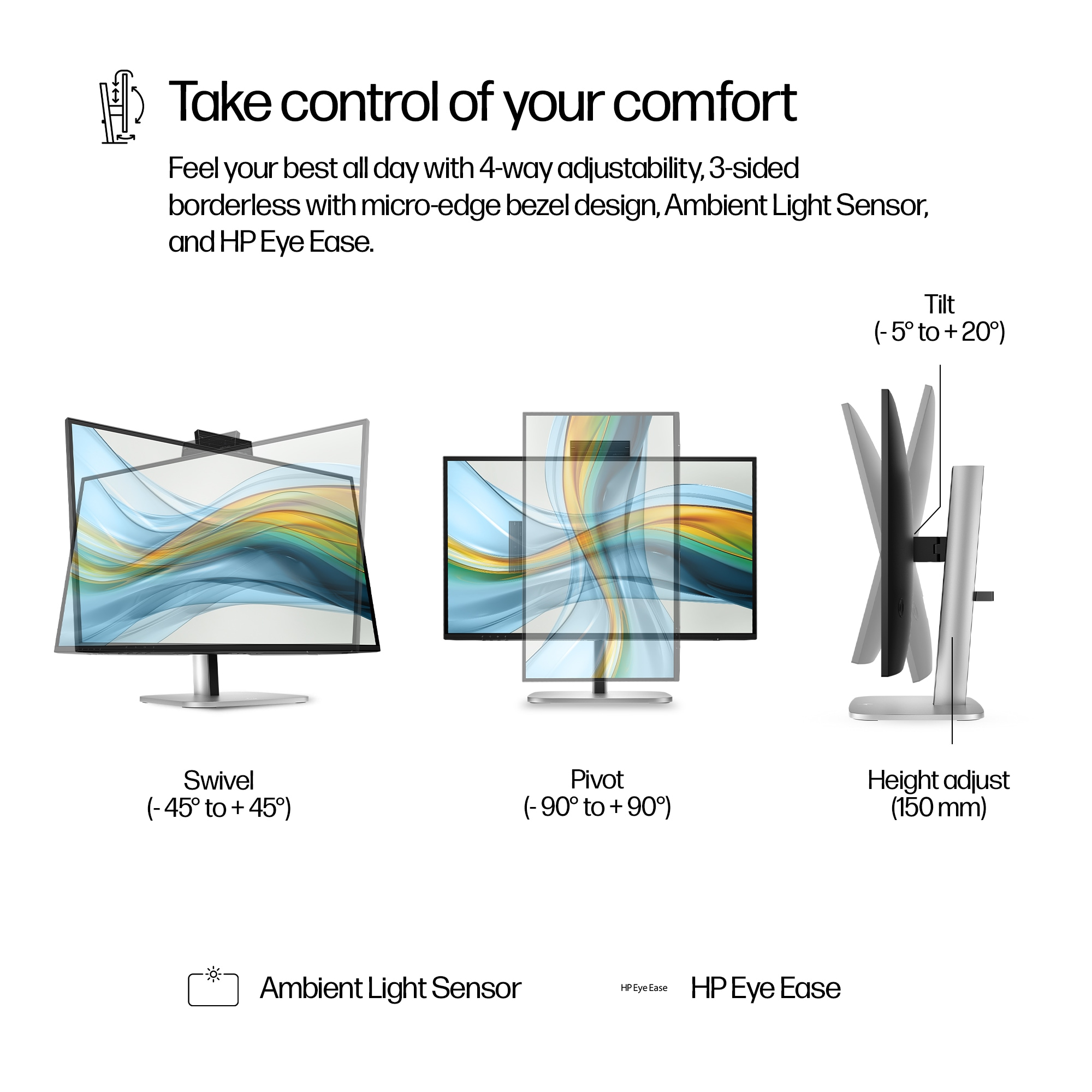 HP 27" S5 Pro 527pm Monitor - 2560x1440, QHD, LED, IPS, 100Hz, 5ms, Hangszóró, LAN, Pivot, WEBCAM, Fekete-ezüst