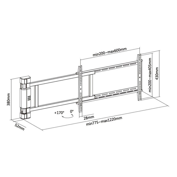 Equip  650336 32"-75" motoros TV Fali konzol Fekete 