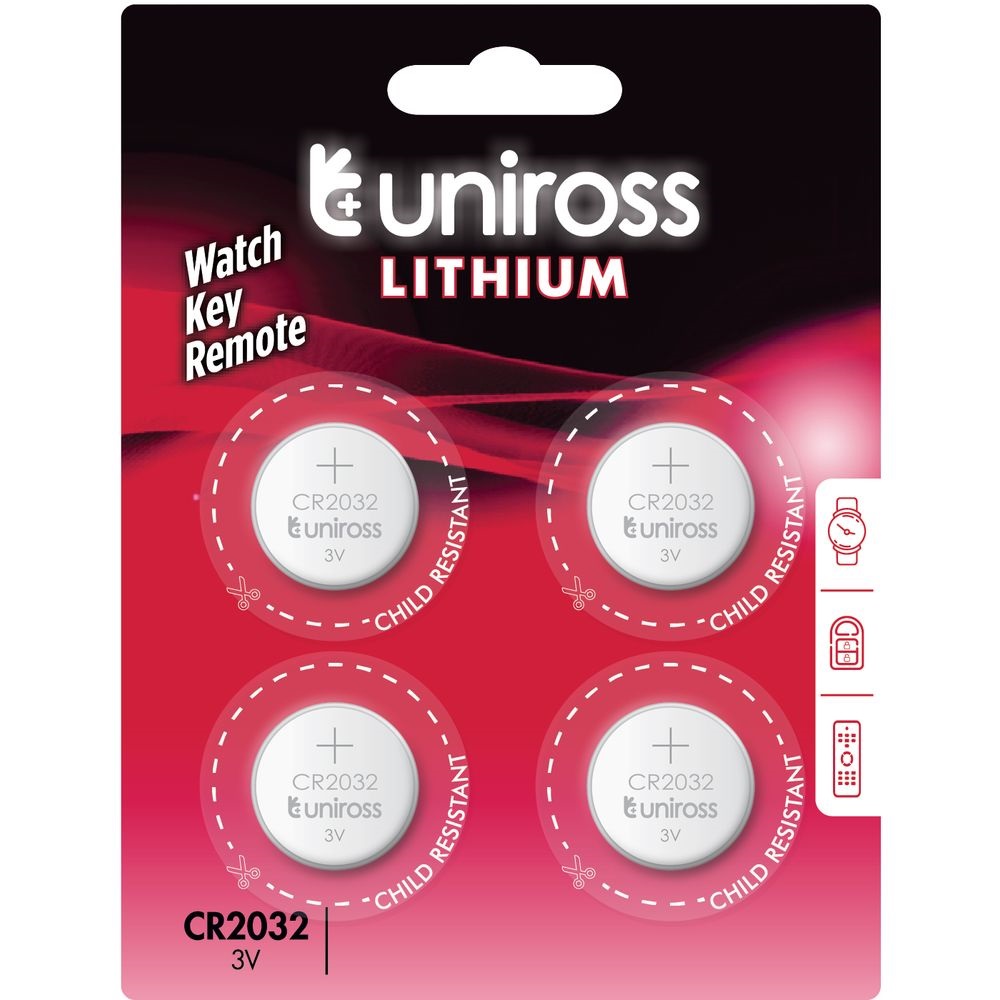 Uniross CR2032 lithium gombelem 3V -4db/bliszter (U4CR2032)