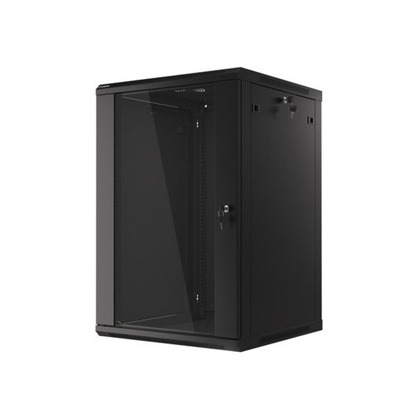 Lanberg 18U 19" fali rack szekrény 600x600mm fekete (WF01-6618-10B)