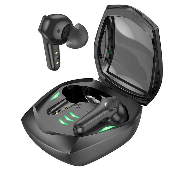 Hoco MAGIC GAMING bluetooth fülhallgató SZTEREO (v5.3, TWS, mikrofon, gamer, LED jelzés + töltőtok) FEKETE (EW28)