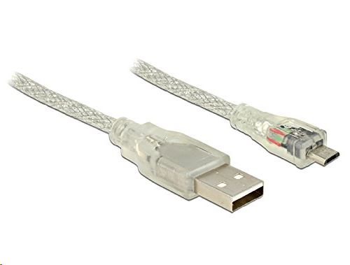 Delock 83901 USB 2.0 Type-A male > USB 2.0 Micro-B male 2m áttetsző