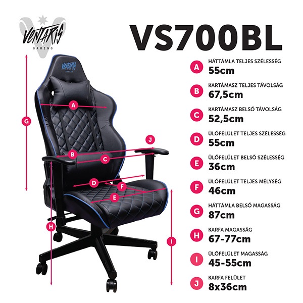 Ventaris VS700BL gamer szék fekete-kék