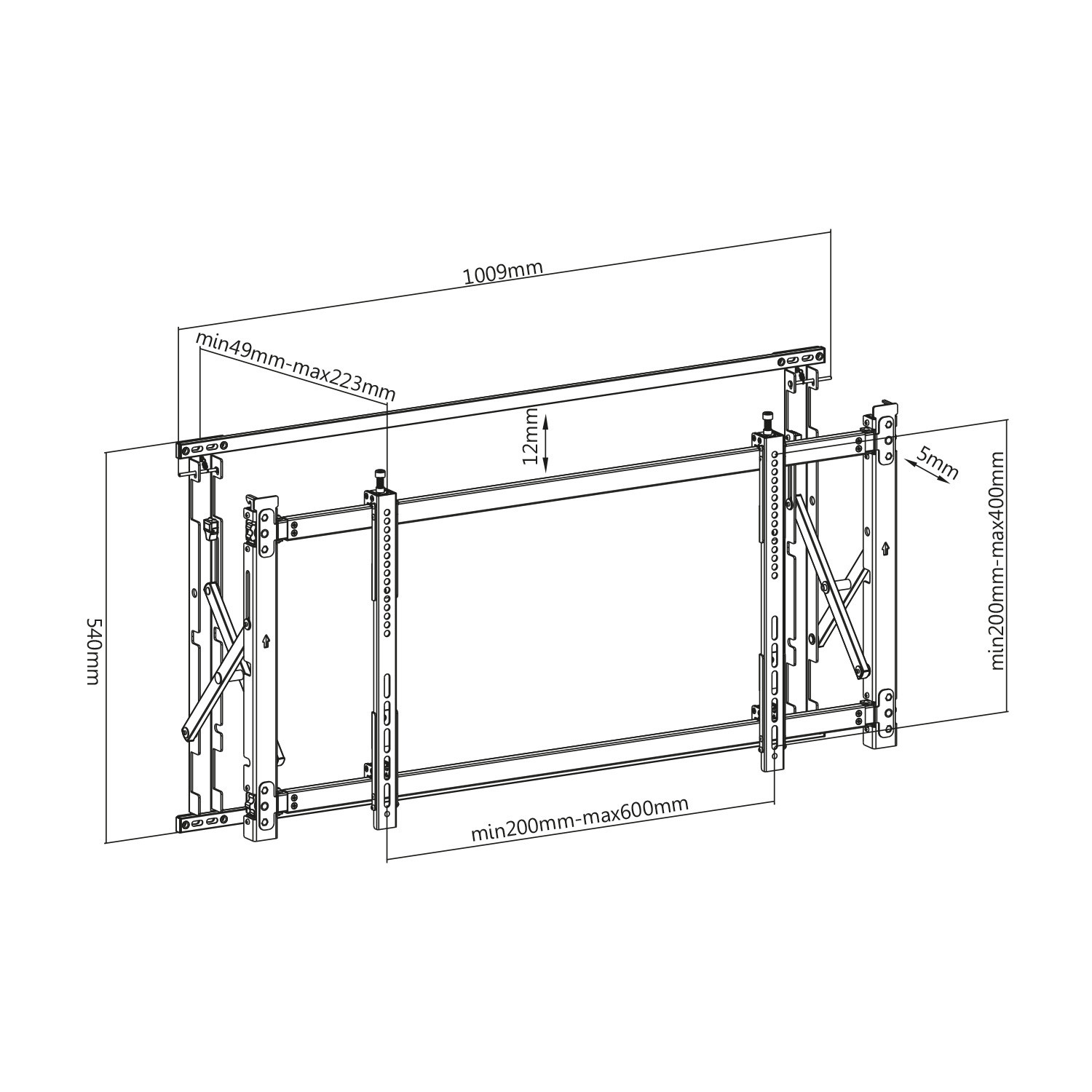 LUMI videófalhoz  43"-55" fali konzol