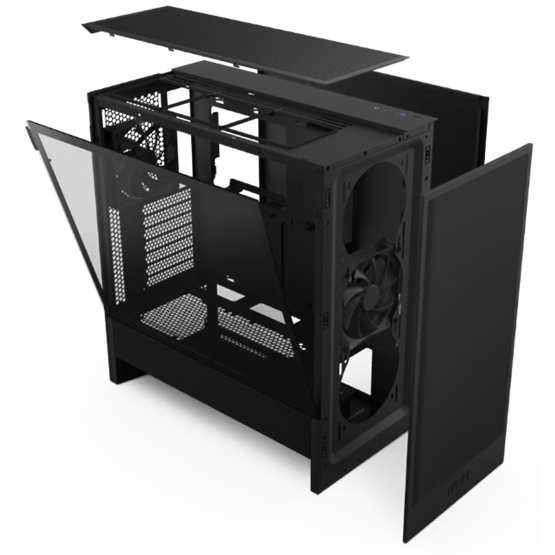  NZXT Midi  H5 Flow (2024)  Matt fekete   CC-H52FB-01 Számítógépház