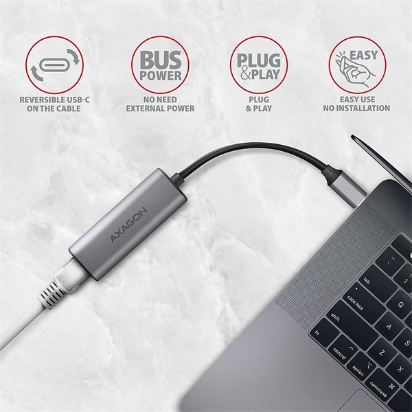 Axagon USB-C 3.2 Gigabit Ethernet hálózati adapter (ADE-25RC)