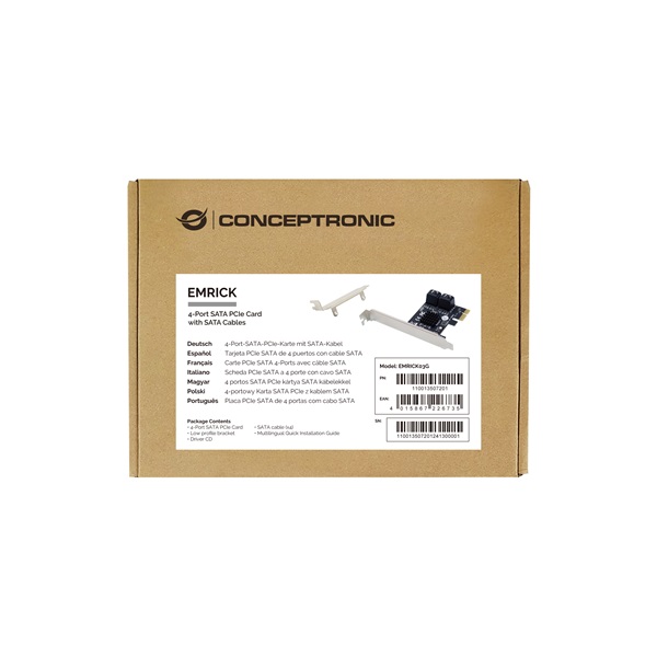 Conceptronic EMRICK03G PCIe x1 to 4x SATA III Bővítőkártya Conceptronic EMRICK03G PCIe x1 to 4x SATA III Bővítőkártya