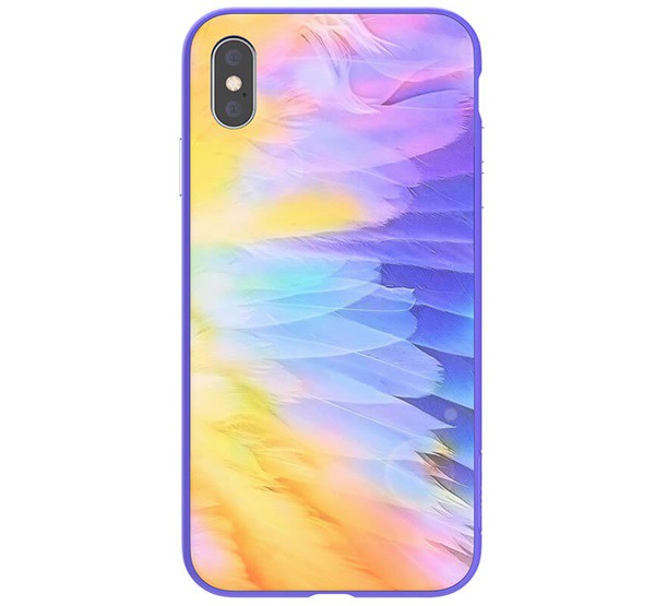 NILLKIN OMBRE telefonvédő szilikon keret (BUMPER, közepesen ütésálló, edzett üveg hátlap, színes) LILA [Apple iPhone XS Max 6.5]