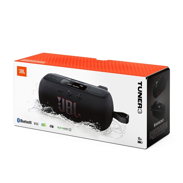 JBL Tuner 3 fekete hordozható Bluetooth FM/DAB rádiós hangszóró