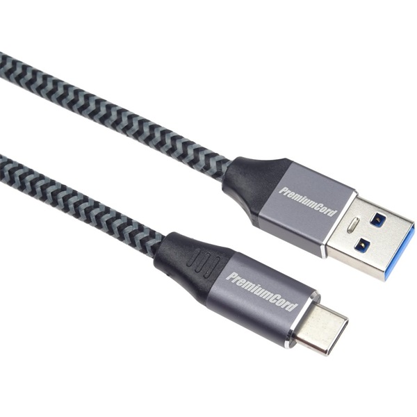 PremiumCord Kábel USB 3.2 Gen 1, 5Gbit/s, A - C, M/M,   3m, szürke (KU31CS3)