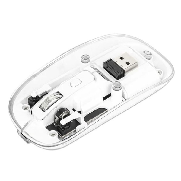 Manhattan RGB LED átlátszó design Optikai 1600dpi Vezetéknélküli Egér Fehér Manhattan RGB LED átlátszó design Optikai 1600dpi Vezetéknélküli Egér Fehér