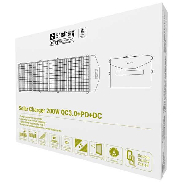 Sandberg    Solar Charger 200W QC3.0+PD+DC Napelem tábla