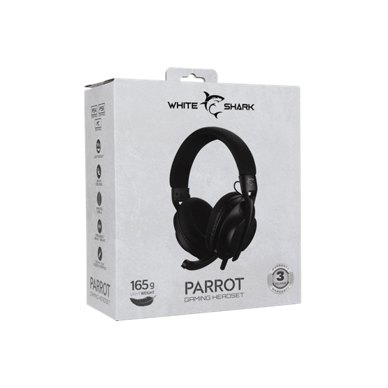  White Shark GH-2440B PARROT gamer fejhallgató mikrofonnal Fekete