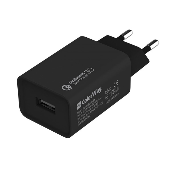 COLORWAY CW-CHS013Q-BK 1USB Quick Charge 3.0 (18W) USB töltő adapter