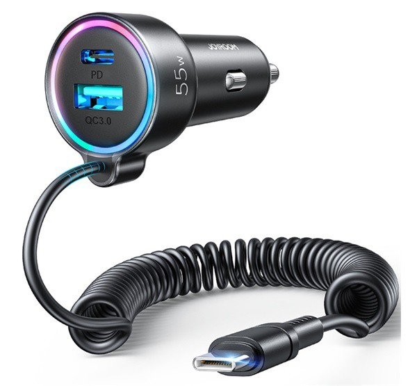 JOYROOM autós töltő USB aljzat / Type-C aljzat (5V/3000mA, 55W, PD gyorstöltés támogatás + beépített Type-C kábel) FEHÉR (JR-CL07) JOYROOM autós töltő USB aljzat / Type-C aljzat (5V/3000mA, 55W, PD gyorstöltés támogatás + beépített Type-C kábel) FEHÉR (JR-CL07)