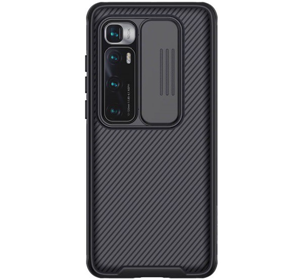 NILLKIN CAMSHIELD PRO műanyag telefonvédő (szilikon keret, közepesen ütésálló, kamera védelem, csíkos minta) FEKETE [Xiaomi Mi 10 Ultra]