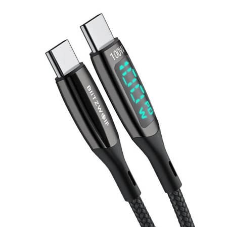 BlitzWolf  BW-TC23 USB-C - USB-C kábel 100W 1.8m fekete
