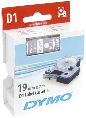 DYMO "D1" Feliratozógép szalag 19 mm x 7 m fehér-víztiszta (45810) DYMO "D1" Feliratozógép szalag 19 mm x 7 m fehér-víztiszta (45810)